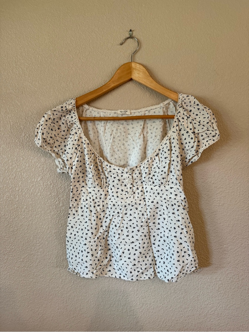 Brandy Melville White and Black Babydoll Top